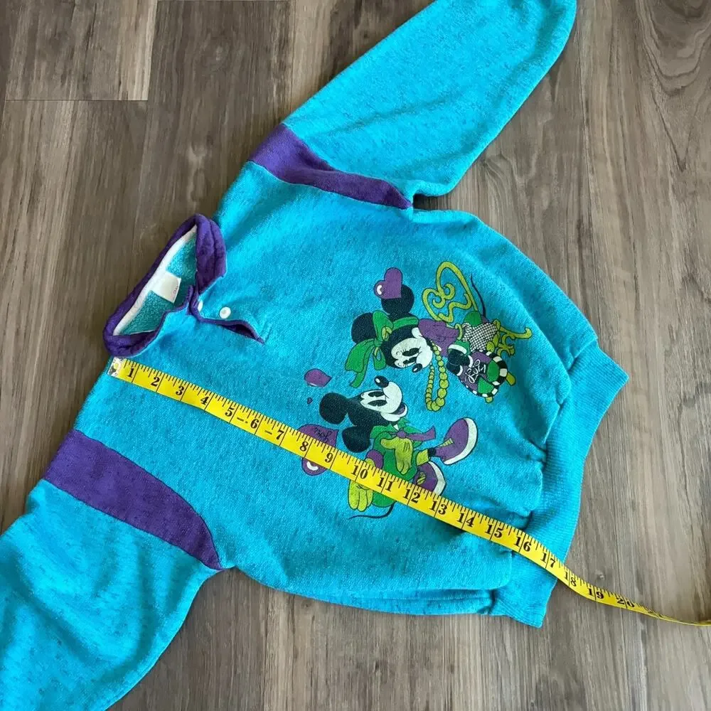 Vintage Disney Mickey Minnie Mouse Sweatshirt Blue 1980s Cursed Size 36